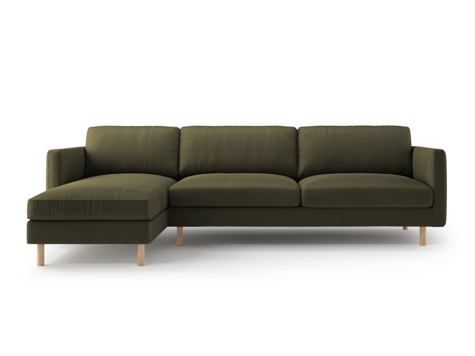 Micadoni Ecksofa Eden 4-Sitzer Links Samt Moßgrün Melange