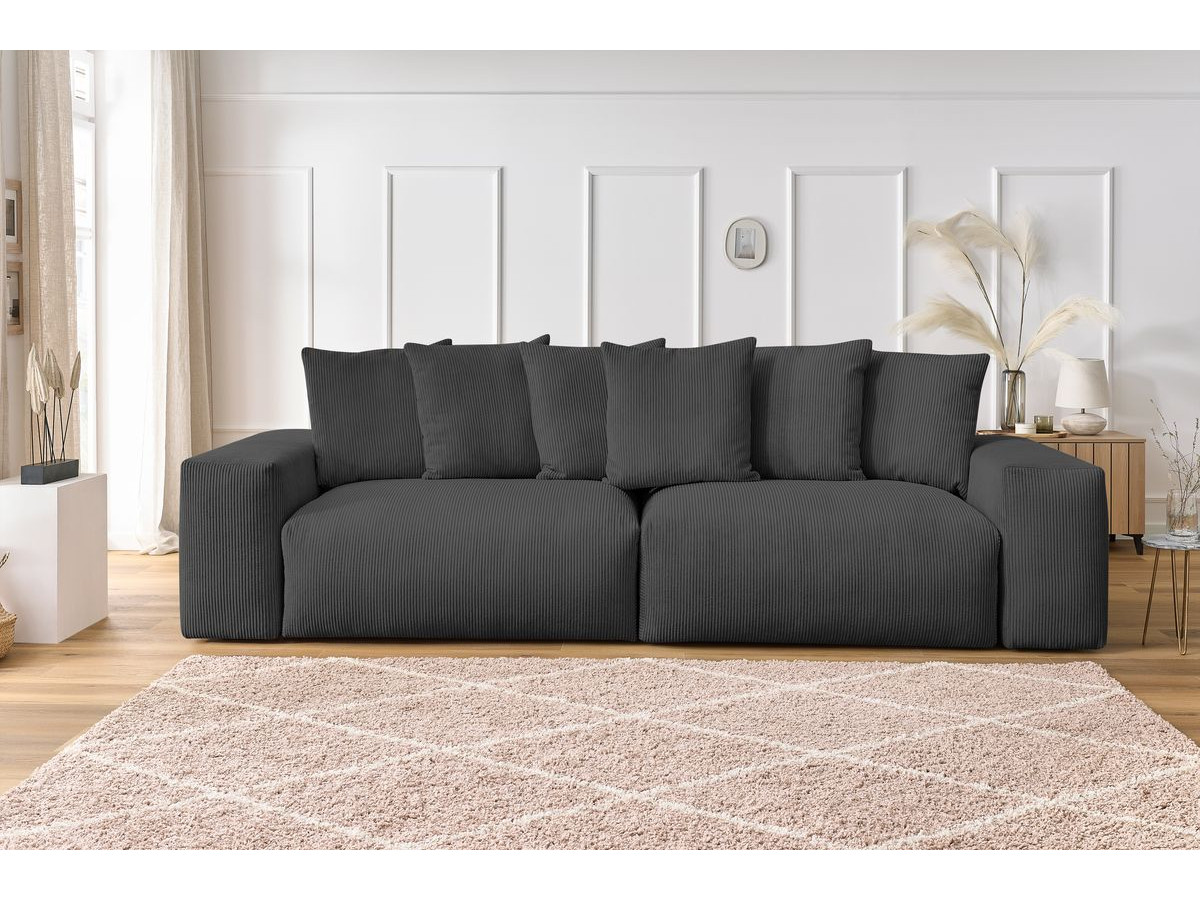 Bobochic Voltaire Sofa 4-Sitzer 320 × 124 cm Cordsamt Dunkelgrau