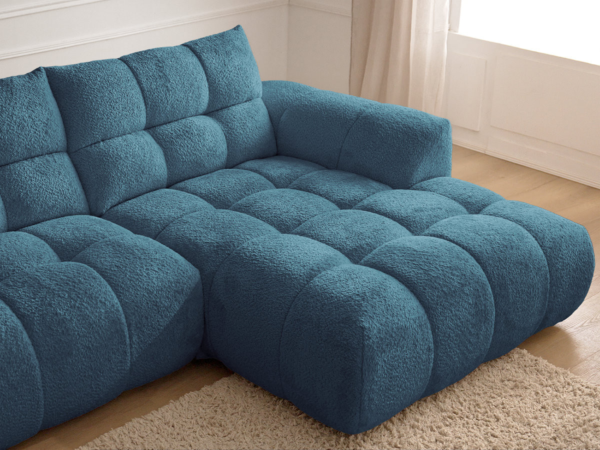 Bobochic Jaya Ecksofa mit Pouf Chenille Hellblau Ecke rechts