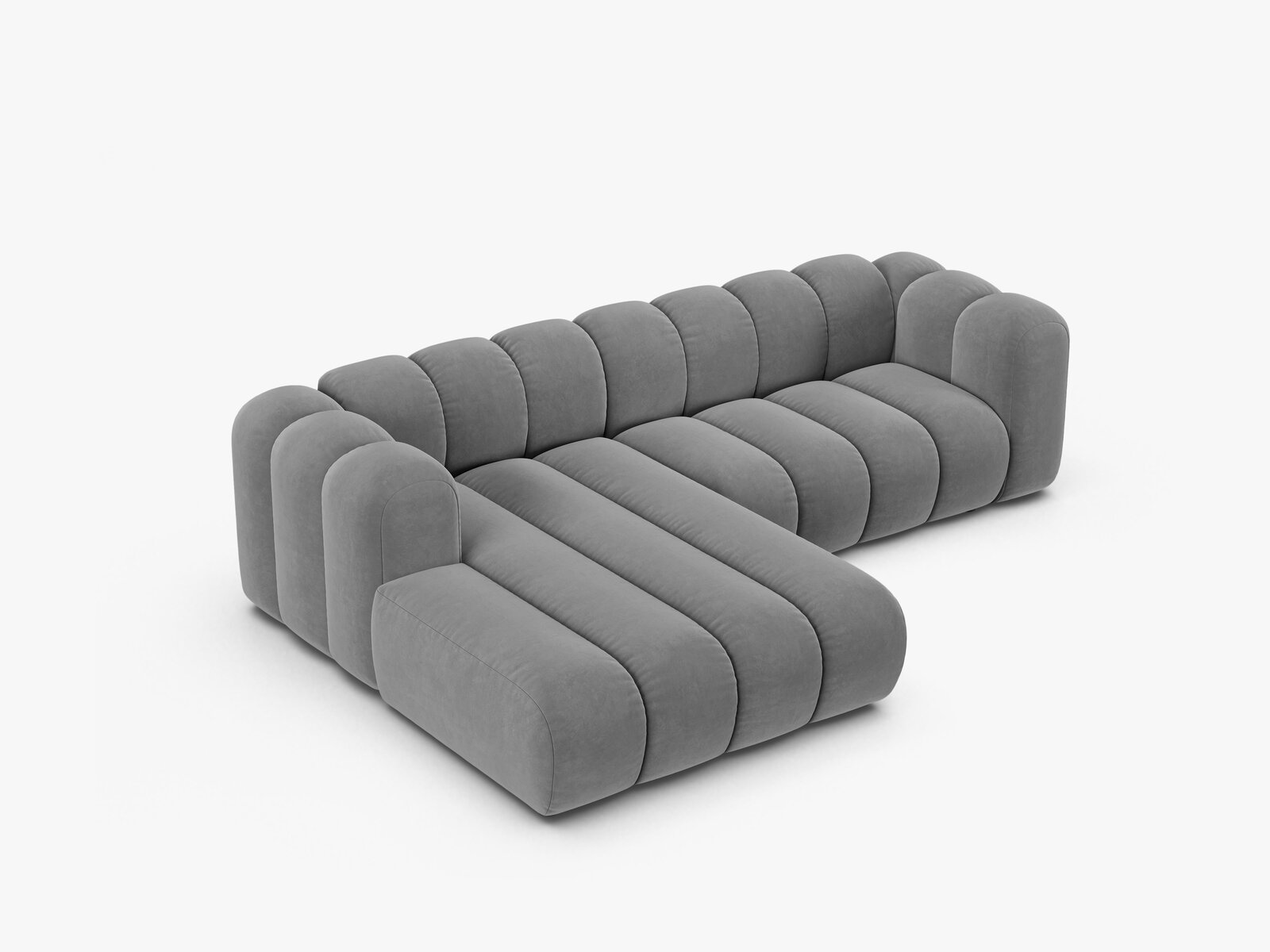 Micadoni Modulares Ecksofa Lupine 4-Sitzer mittelgroß Links Samt Venus Hellgrau