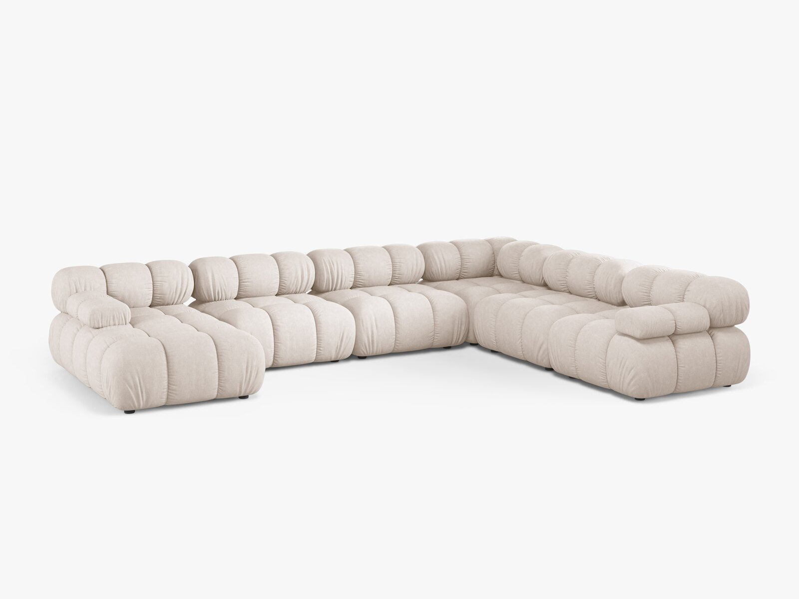 Micadoni Modulares Panorama Ecksofa Bellis 8-Sitzer Rechts Strukturierter Stoff Liberty Beige