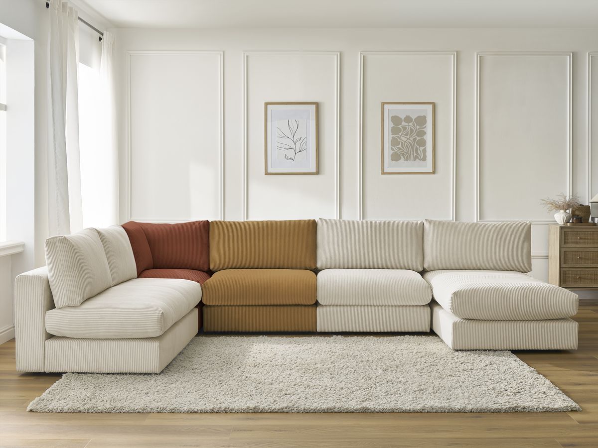 Bobochic Paris Ecksofa Cordsamt Mehrfarbig