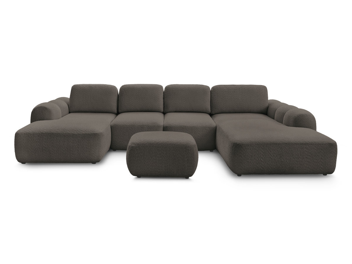 Bobochic Montaigne Wohnlandschaft mit Pouf Bouclé-Stoff Braun Ecke links