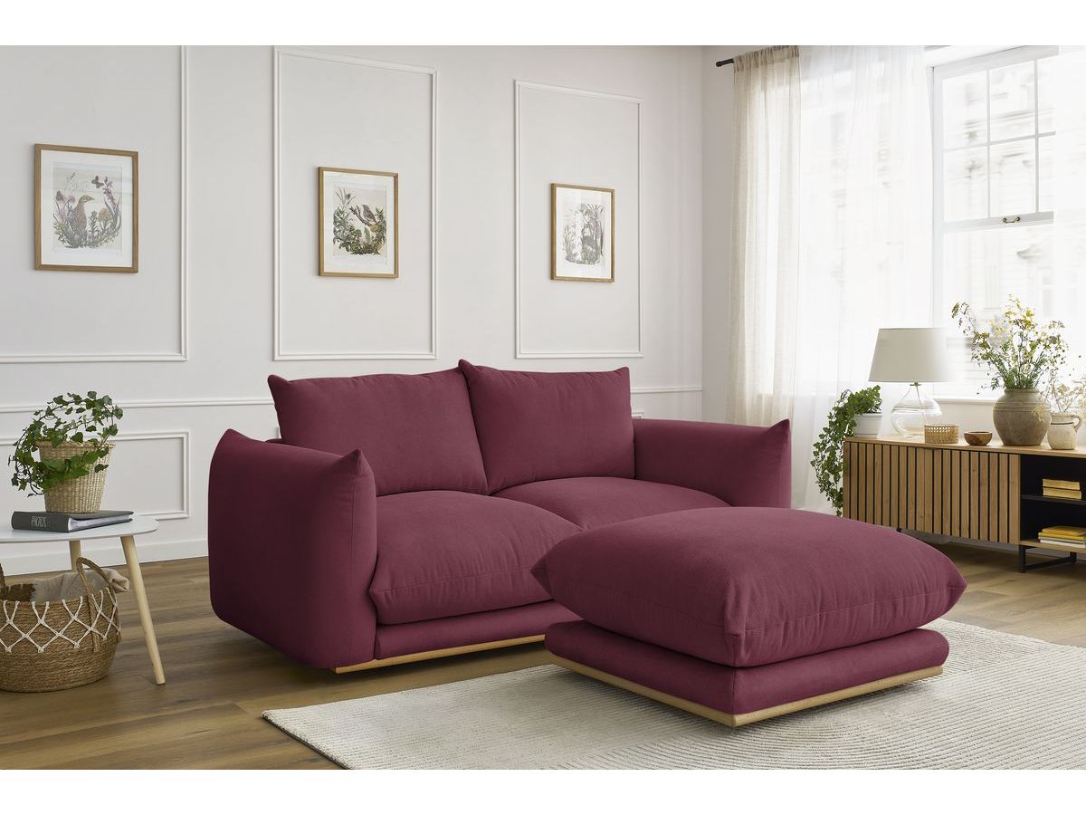 Bobochic Ernest Sofa 3-Sitzer mit Pouf 193 × 106 cm Stoff Rot