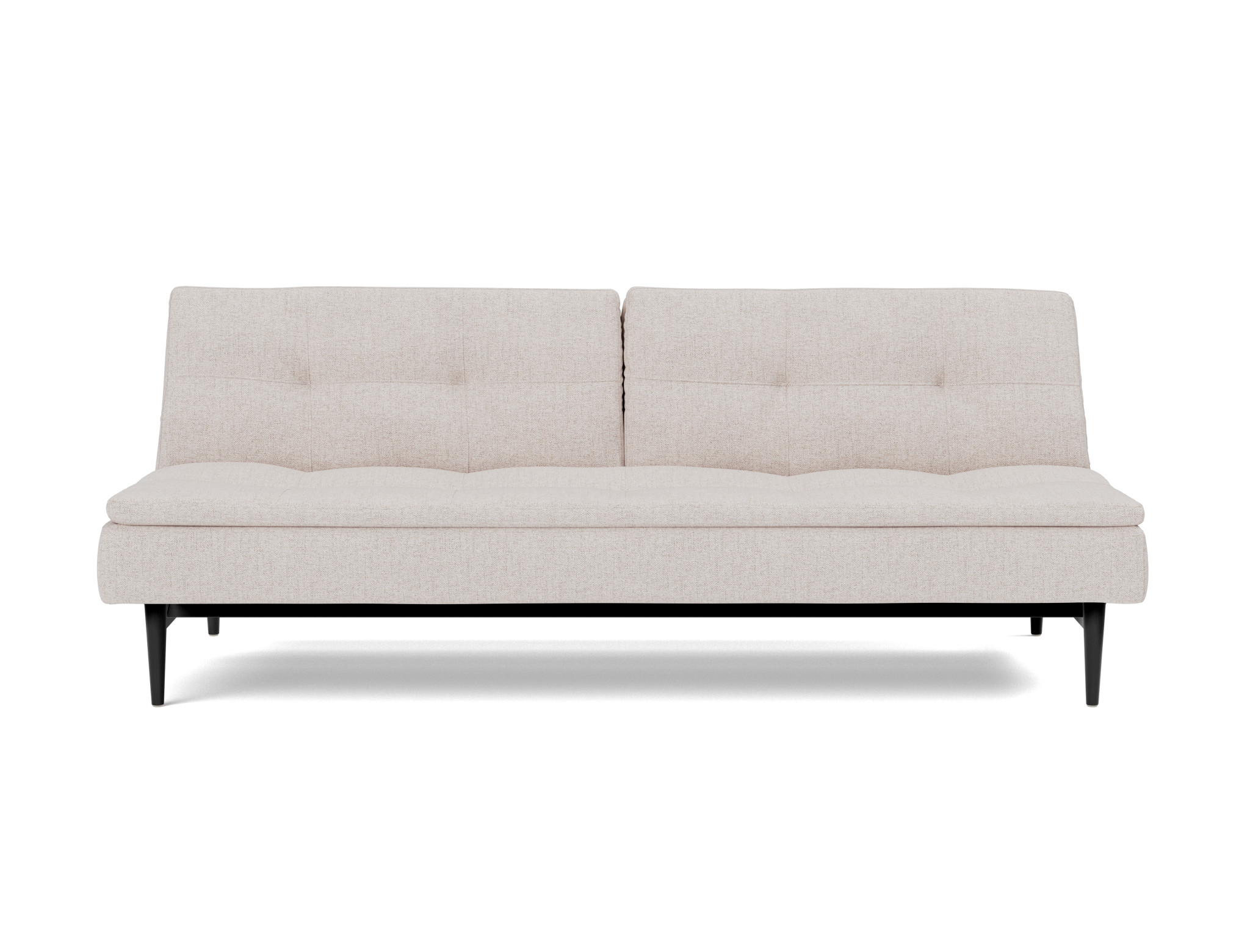 Schlafsofa Dublexo Strukturierter Stoff Weda 300-Weda-Sand Beine Styletto Eiche schwarz
