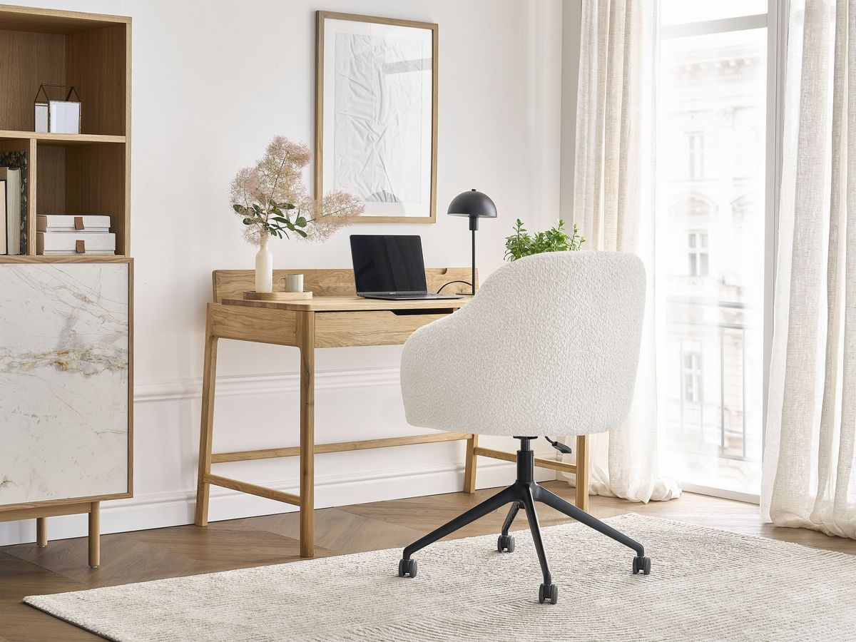 Bobochic Sophie Bürostuhl Bouclé-Stoff Weiß