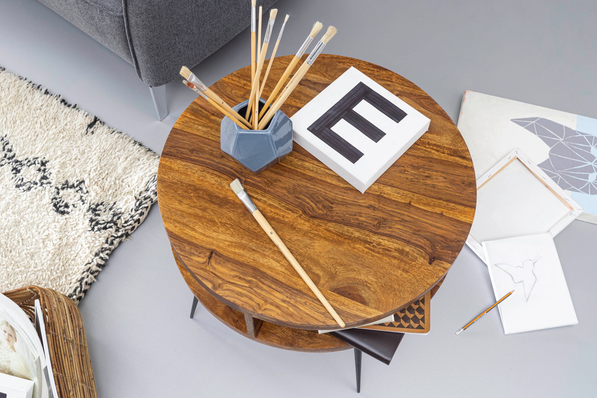 Couchtisch Naestved Sheesham Massivholz Ø 60 cm