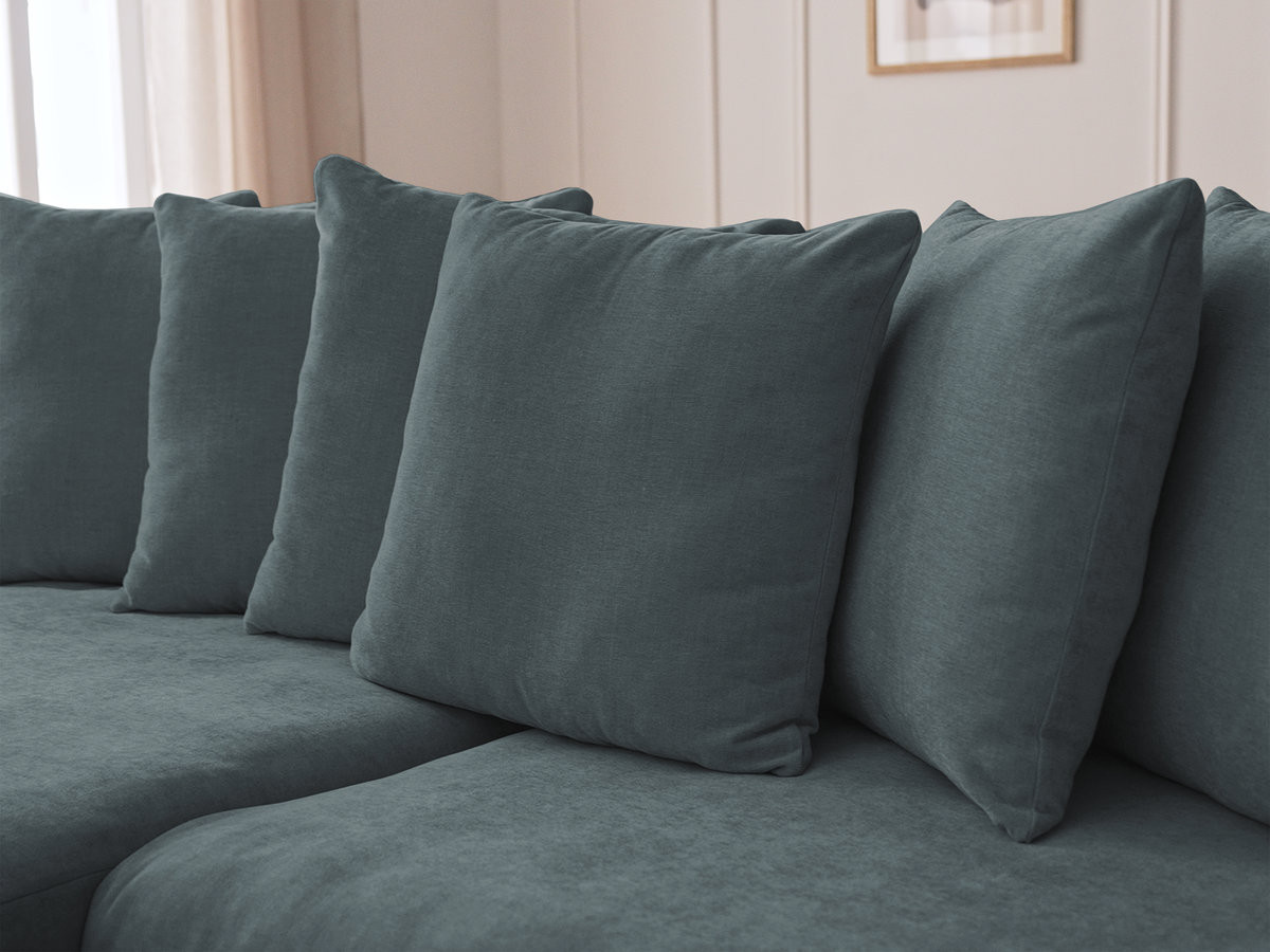 Bobochic Enore Ecksofa mit Pouf Stoff Blau Ecke links
