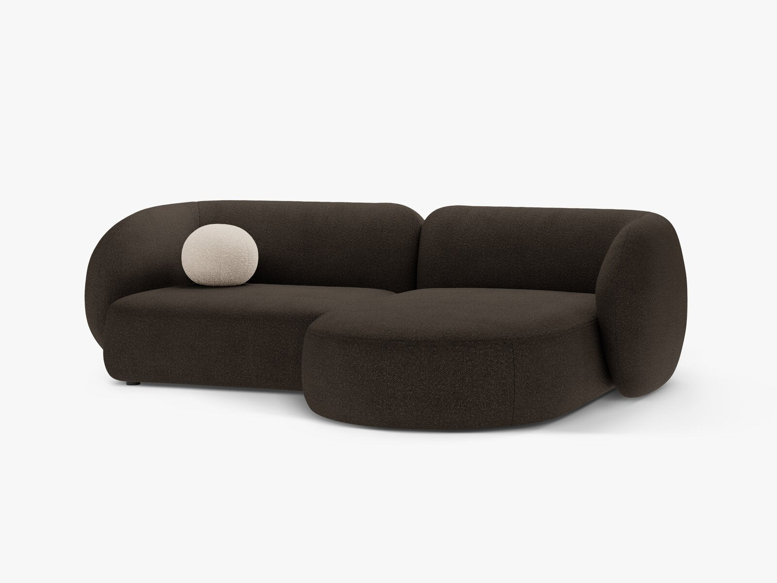 Micadoni Ecksofa Kate 2-Sitzer Rechts Boucle Baloo Braun