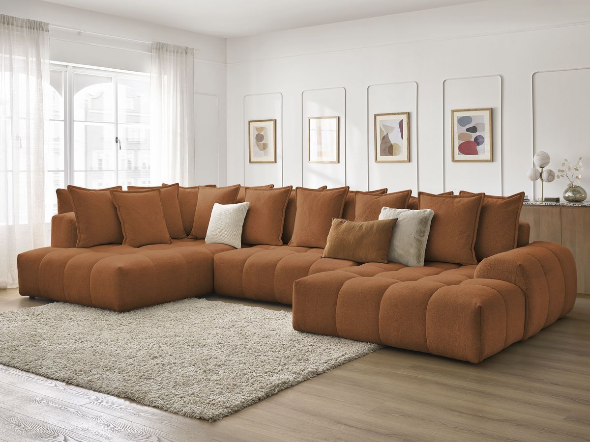 Bobochic Everest Wohnlandschaft, 14 Kissen Melange-Stoff Orange Ecke rechts