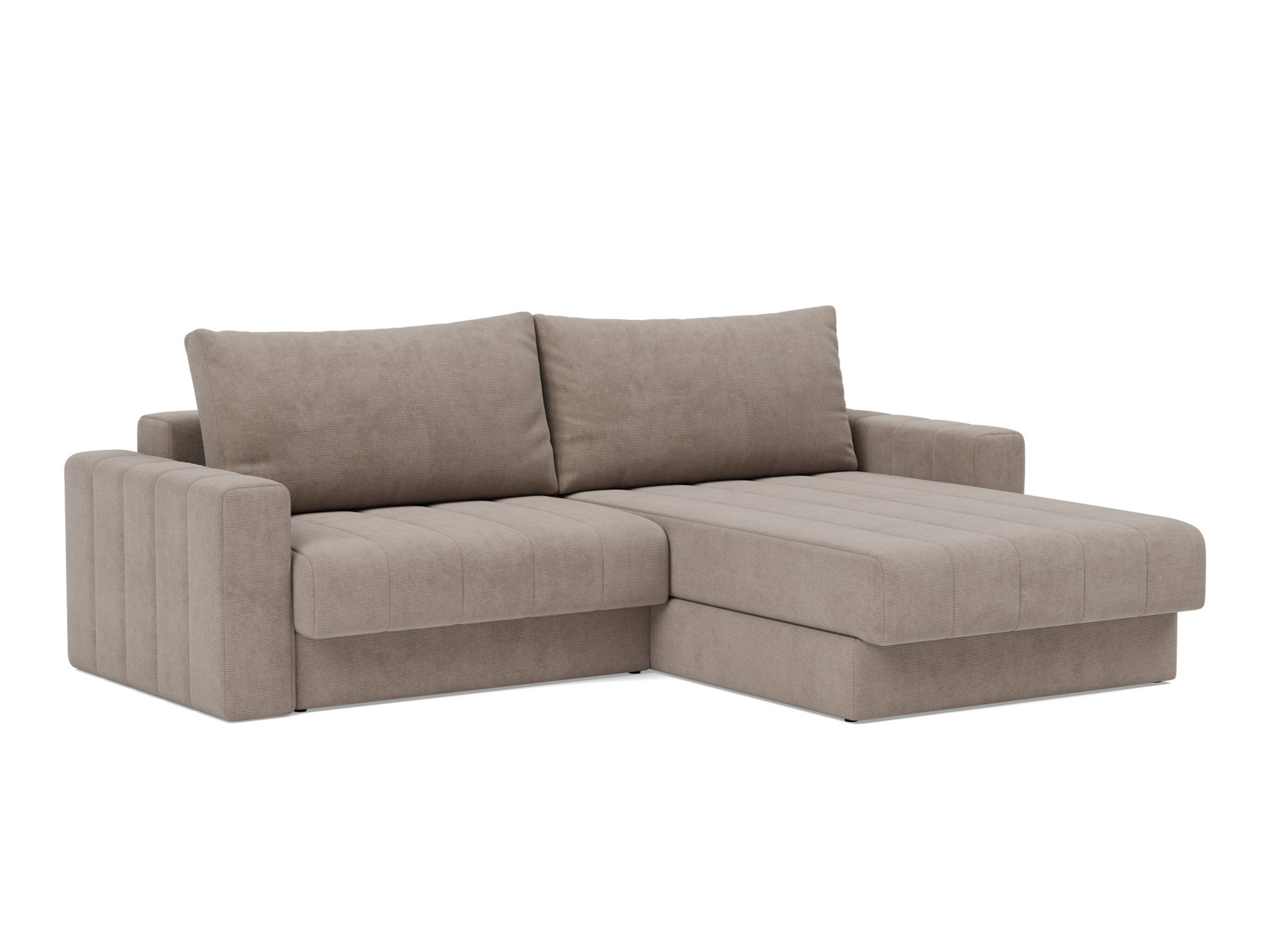 Schlafsofa Akello mit Chaiselongue und Armlehnen Kord Cordufine 318-Beige