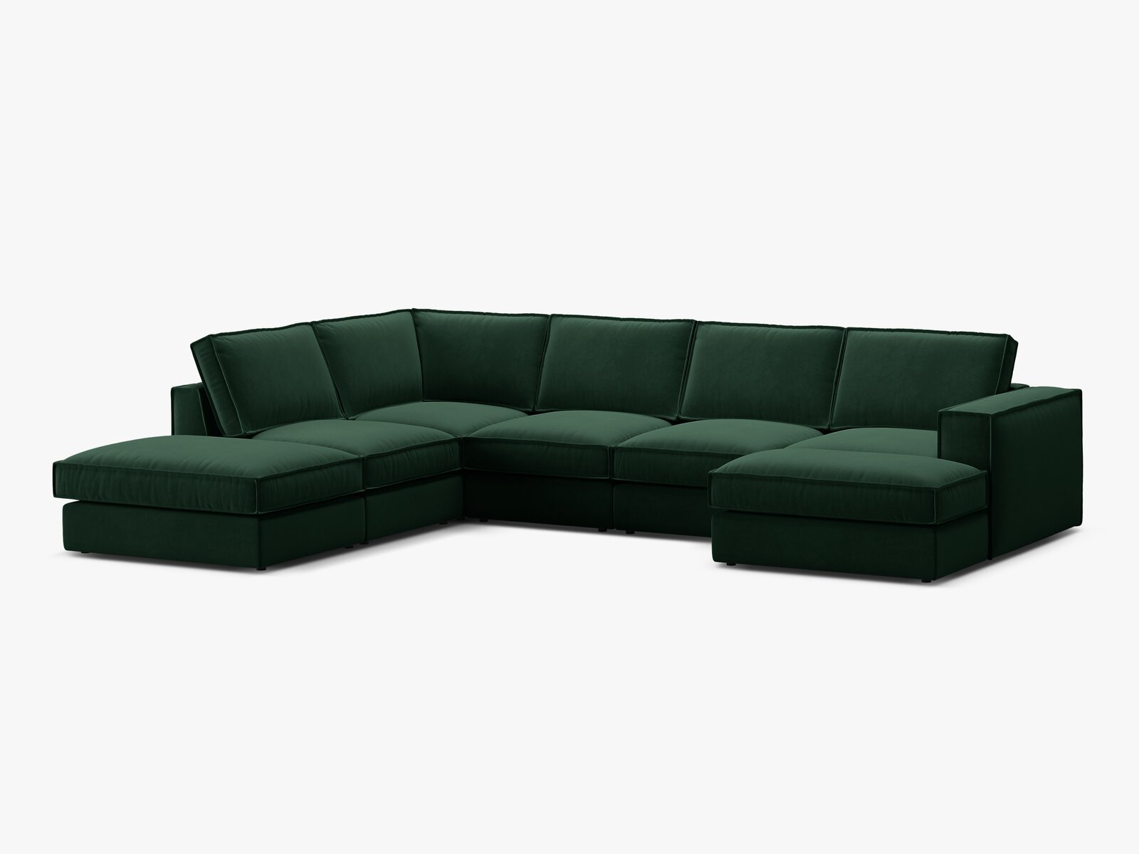 Micadoni modulares Panorama Ecksofa Pola 5-Sitzer Links Samt Salvador Flaschengrün