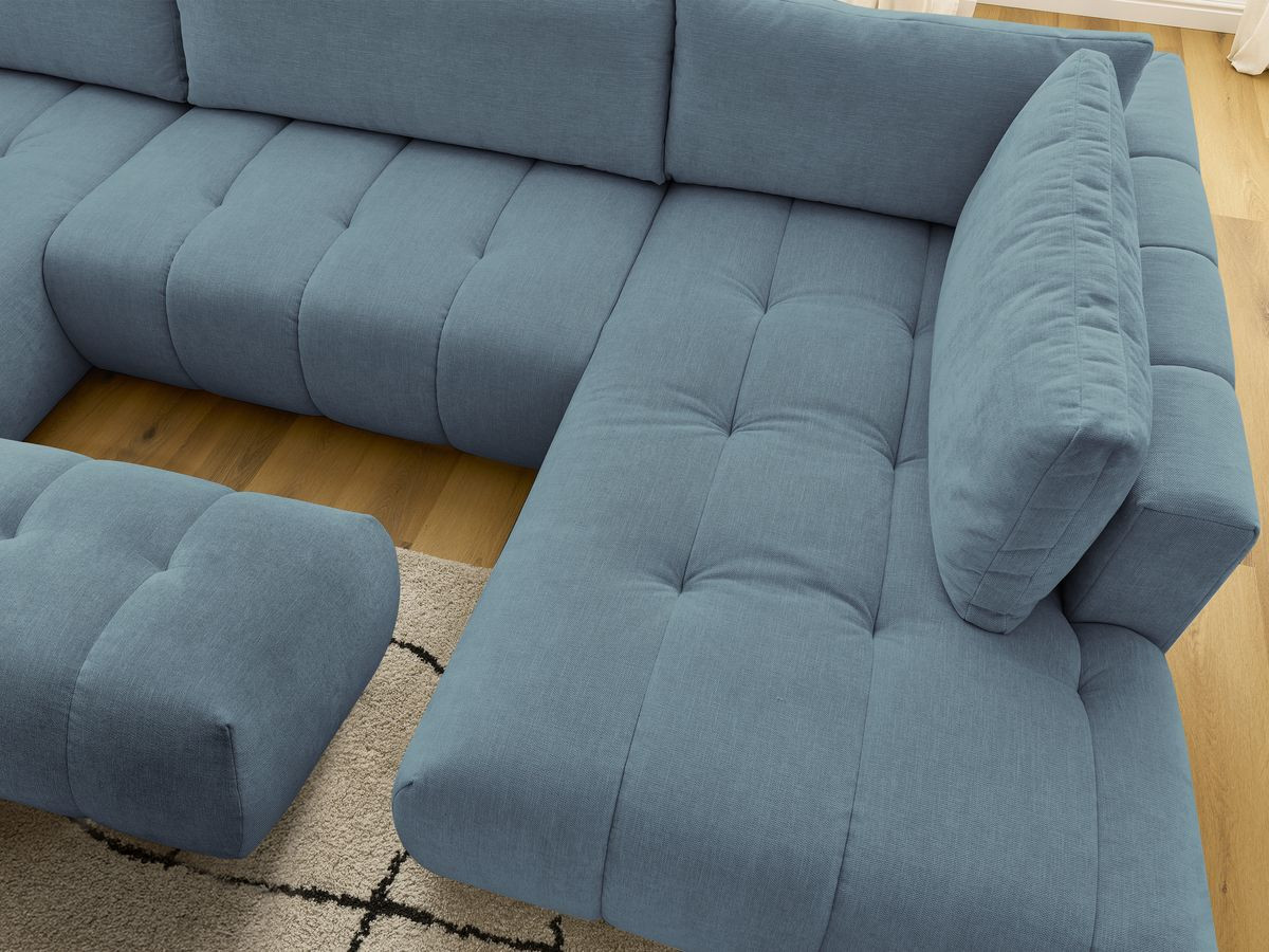 Bobochic Fuji Wohnlandschaft mit Pouf Stoff Hellblau Ecke links