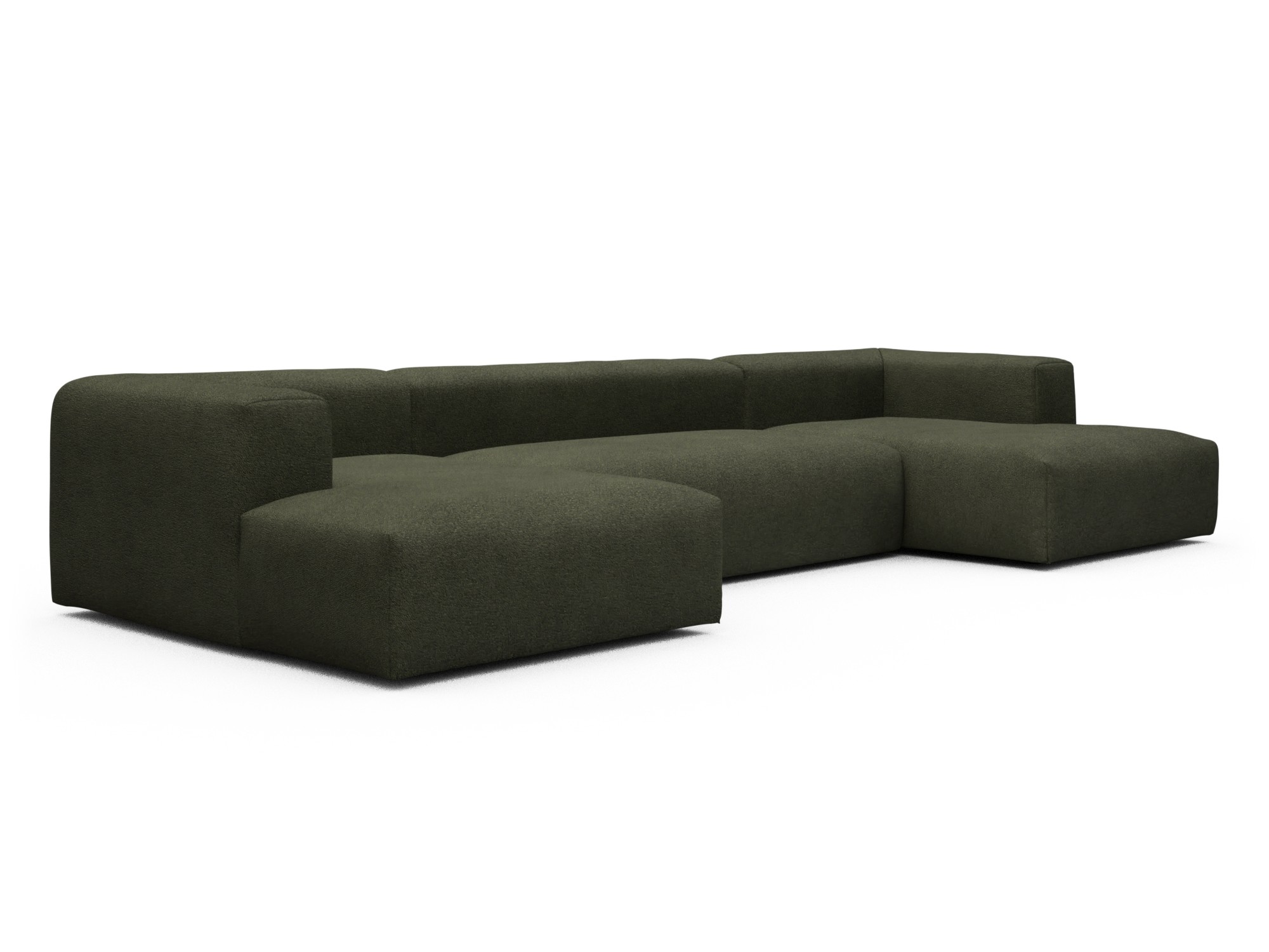 Skandi Home Wohnlandschaft Fred mit 2-Sitzer und Chaiselongue beidseitig Boucle-Forest-Green moebelfaktor