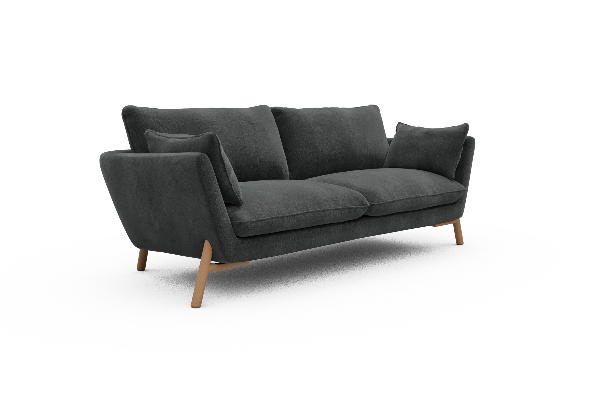 Sofa Emil 3-Sitzer Beinfarbe Eiche Natur Smooth-Deep-Warm-Grey