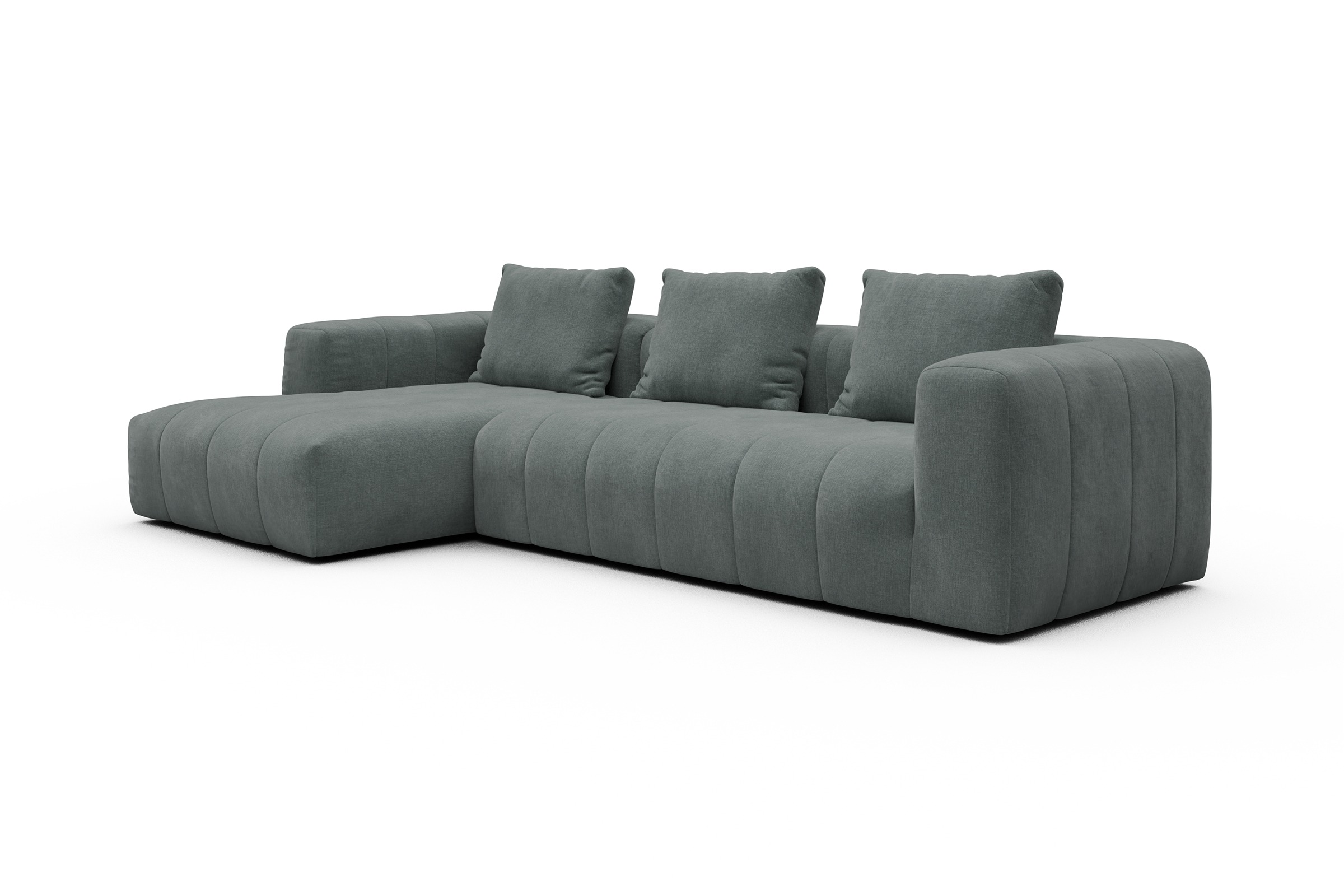 Ecksofa Hugo 2,5-Sitzer Armlehne rechts mit Chaiselongue Smooth-Silver-Grey