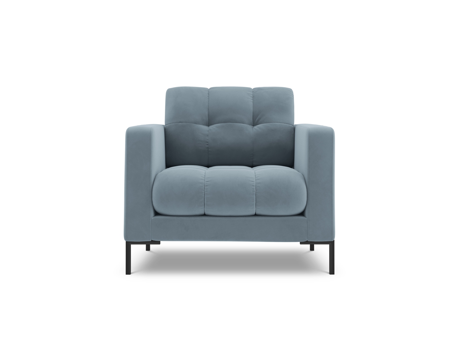 Cosmopolitan Design Sessel Bali Samt Bluvel Hellblau Beine Schwarzes Metall