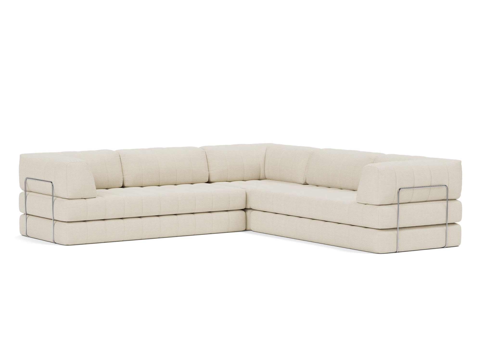 Eck-Schlafsofa CozyPad mit Armlehnen Kord Corduroy 594-Ivory