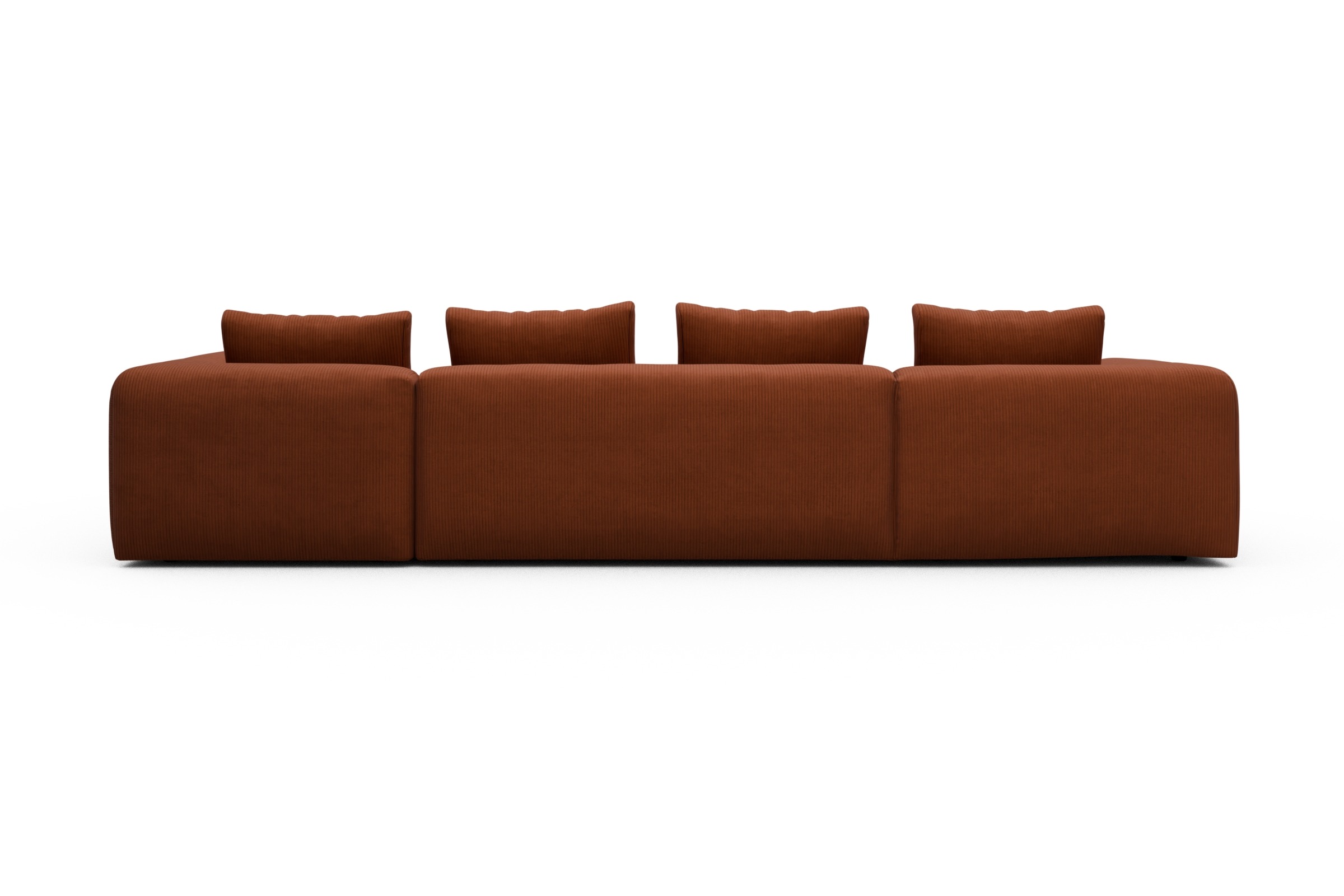 Wohnlandschaft Fred Chaiselongue links mit 2-Sitzer und lange Armlehne rechts Corduroy-Burnt-Orange