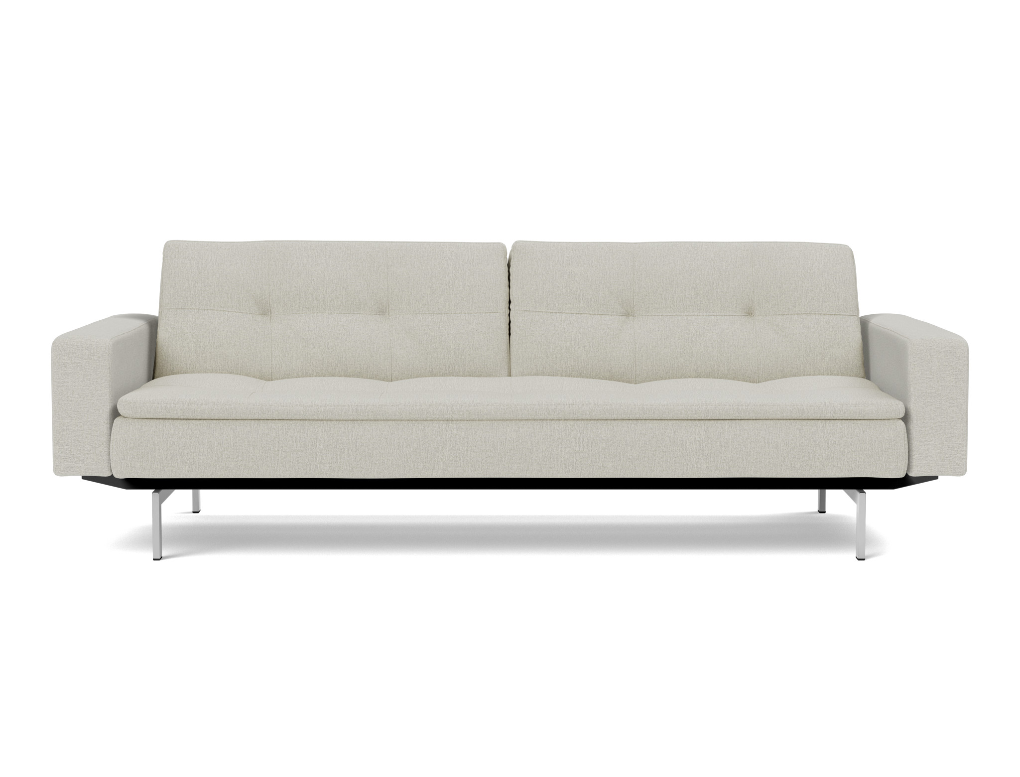 Schlafsofa Dublexo mit Armlehnen Flachgewebe Mixed Dance 527-Natural Beine Chrom