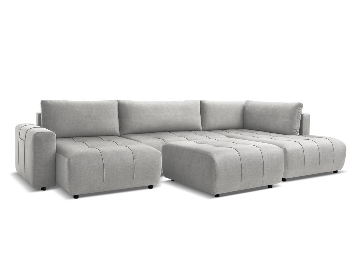 Bobochic Arsene Wohnlandschaft mit Pouf Samt Hellgrau Ecke links