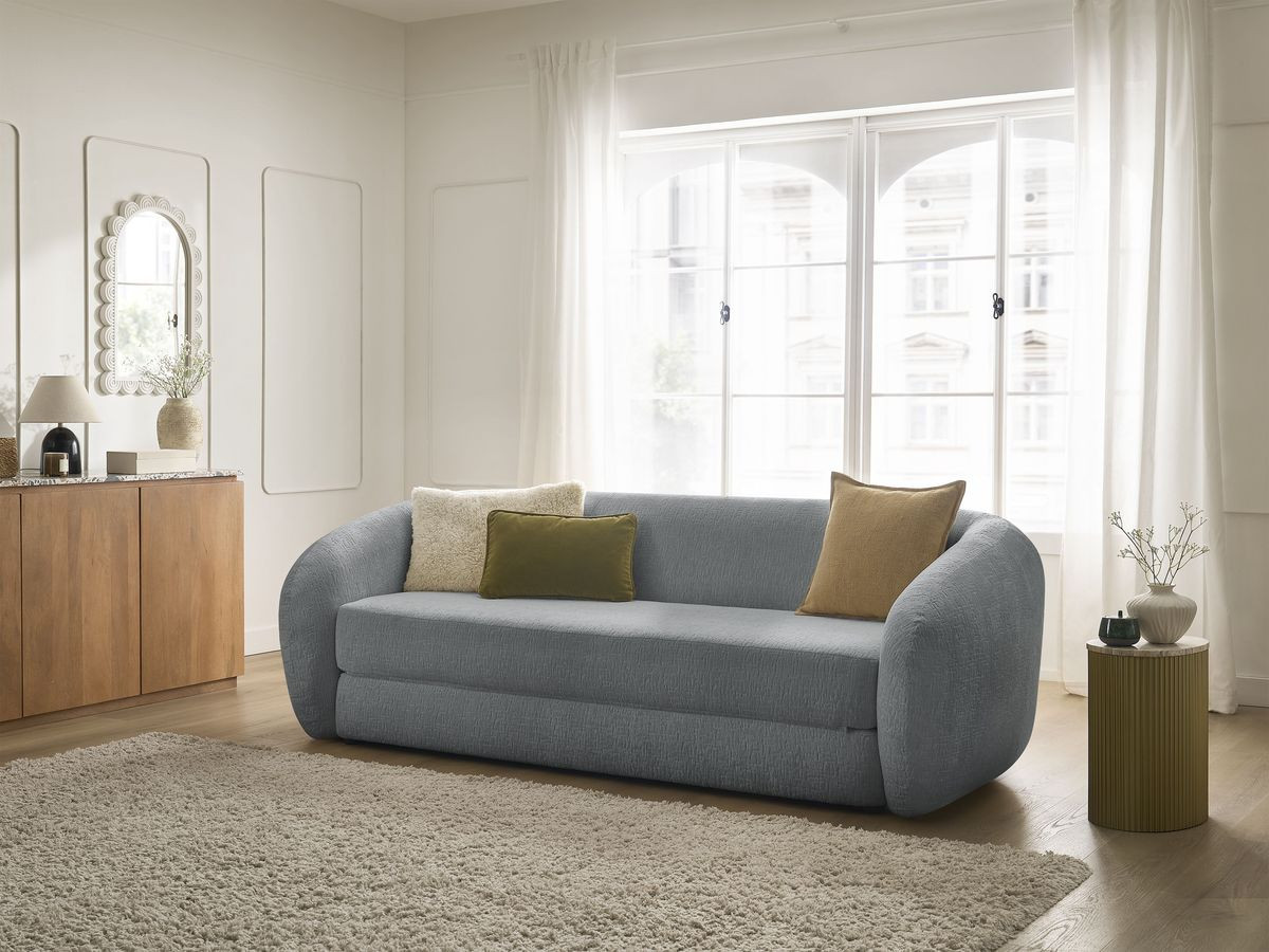 Bobochic Neyo Schlafsofa 3-Sitzer Strukturstoff Dunkelgrau