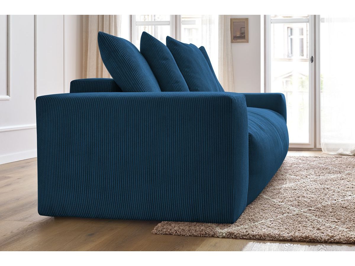 Bobochic Voltaire Schlafsofa 3-Sitzer mit Bettkasten Cordsamt Dunkelblau