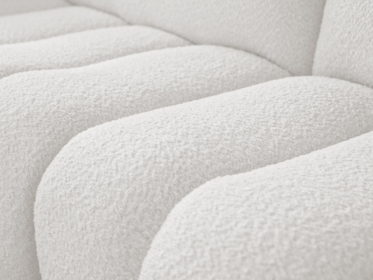 Bobochic Azra Ecksofa mit Pouf 325 × 112 cm Bouclé-Stoff Weiß Ecke links