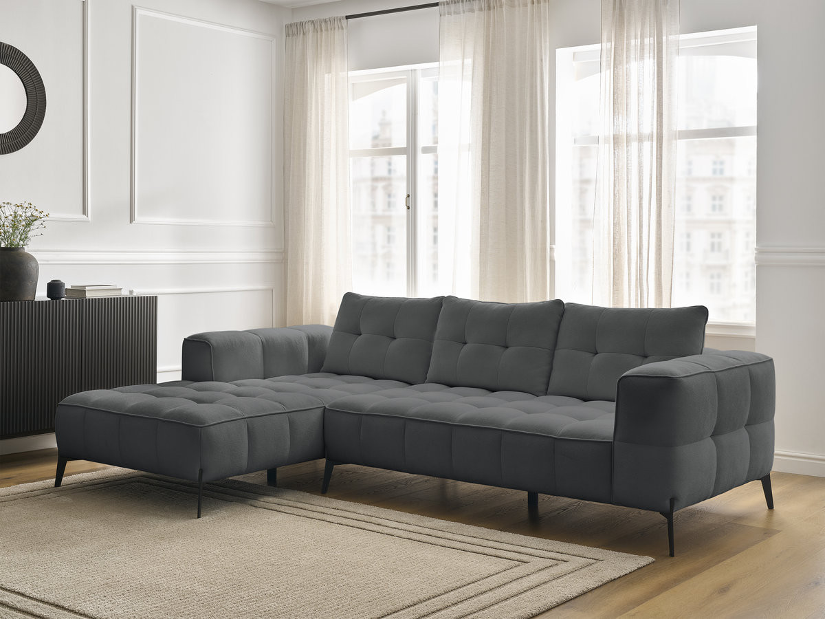 Bobochic Anis Ecksofa Strukturstoff Dunkelgrau Ecke links
