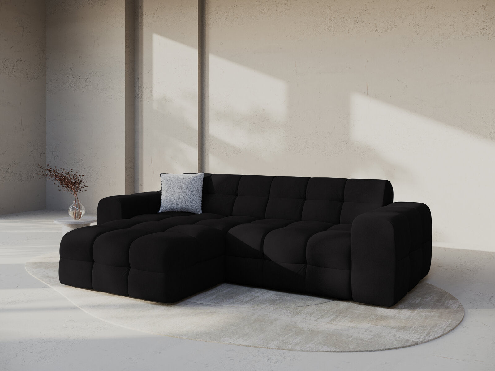 Micadoni Ecksofa Kendal 4-Sitzer Links Samt Magic Velvet Schwarz