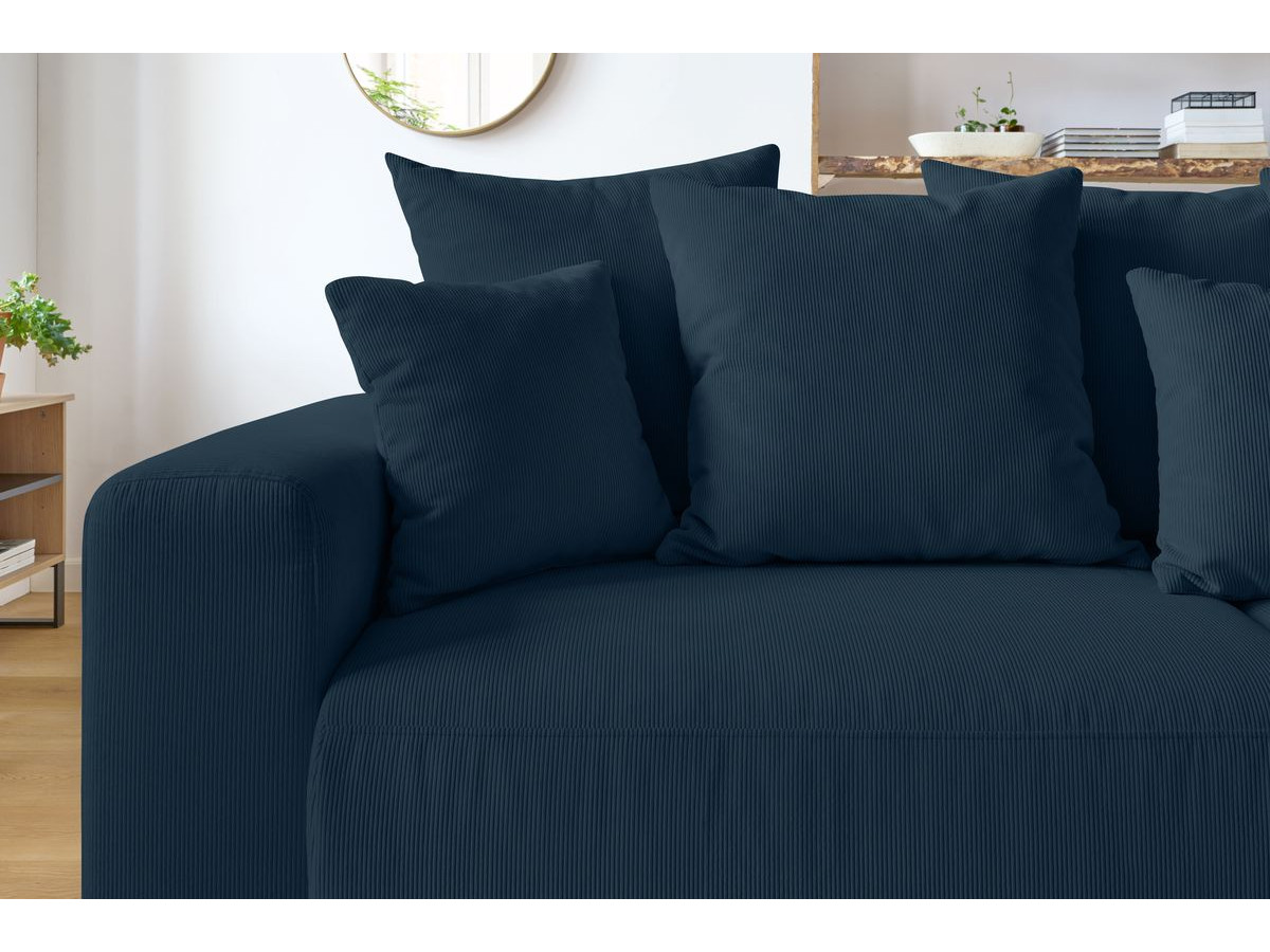 Bobochic Envy Schlafsofa 3-Sitzer mit Bettkasten und Pouf Cordsamt Dunkelblau
