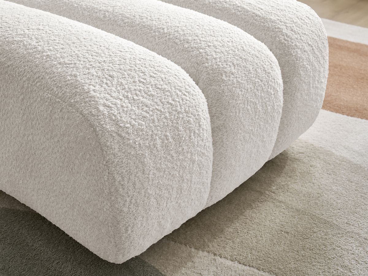 Bobochic Talia Pouf Bouclé-Stoff Weiß