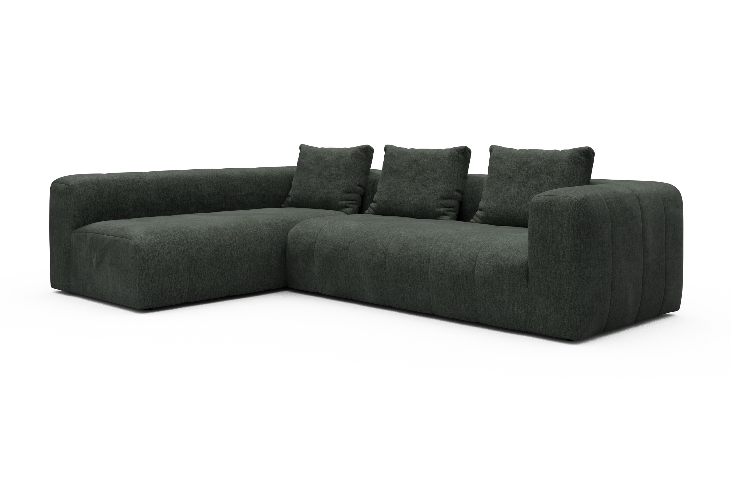 Ecksofa Hugo 2x 2,5-Sitzer Armlehne rechts Aivi-Pine-Green