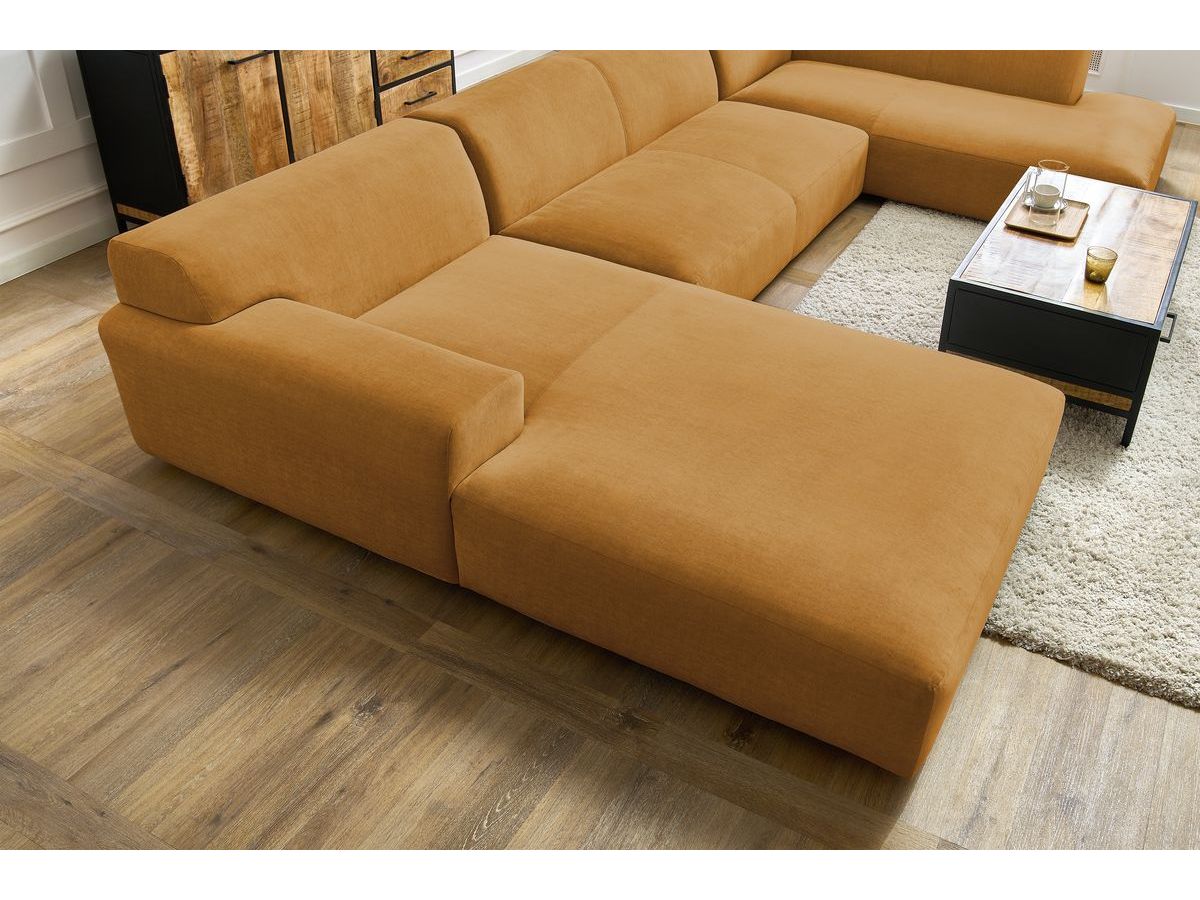 Bobochic Lavena Wohnlandschaft 399 × 220 cm Samt Gelb Ecke links