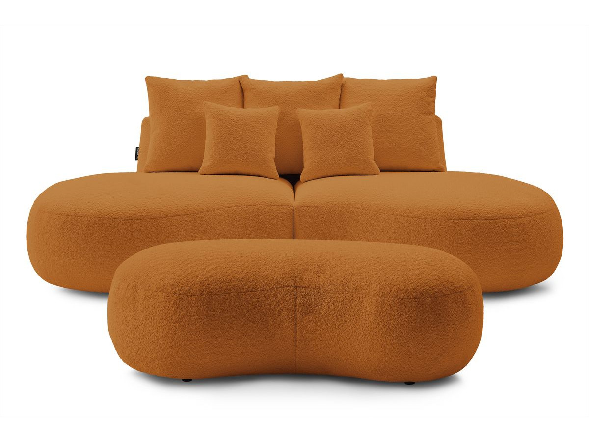 Bobochic Saint-germain Sofa 5-Sitzer mit Pouf Bouclé-Stoff Gelb