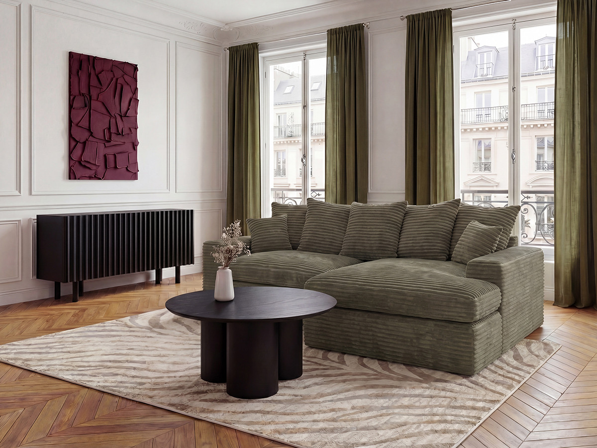 Bobochic Nevada Ecksofa Breitcord weich Grün