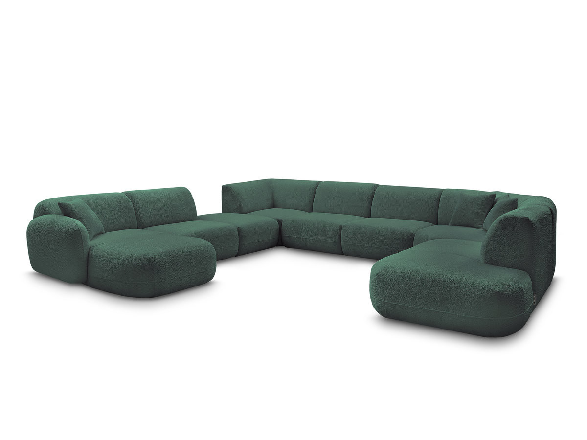 Bobochic Anda Wohnlandschaft mit Pouf 396 × 357 cm Chenille Dunkelgrün Ecke links