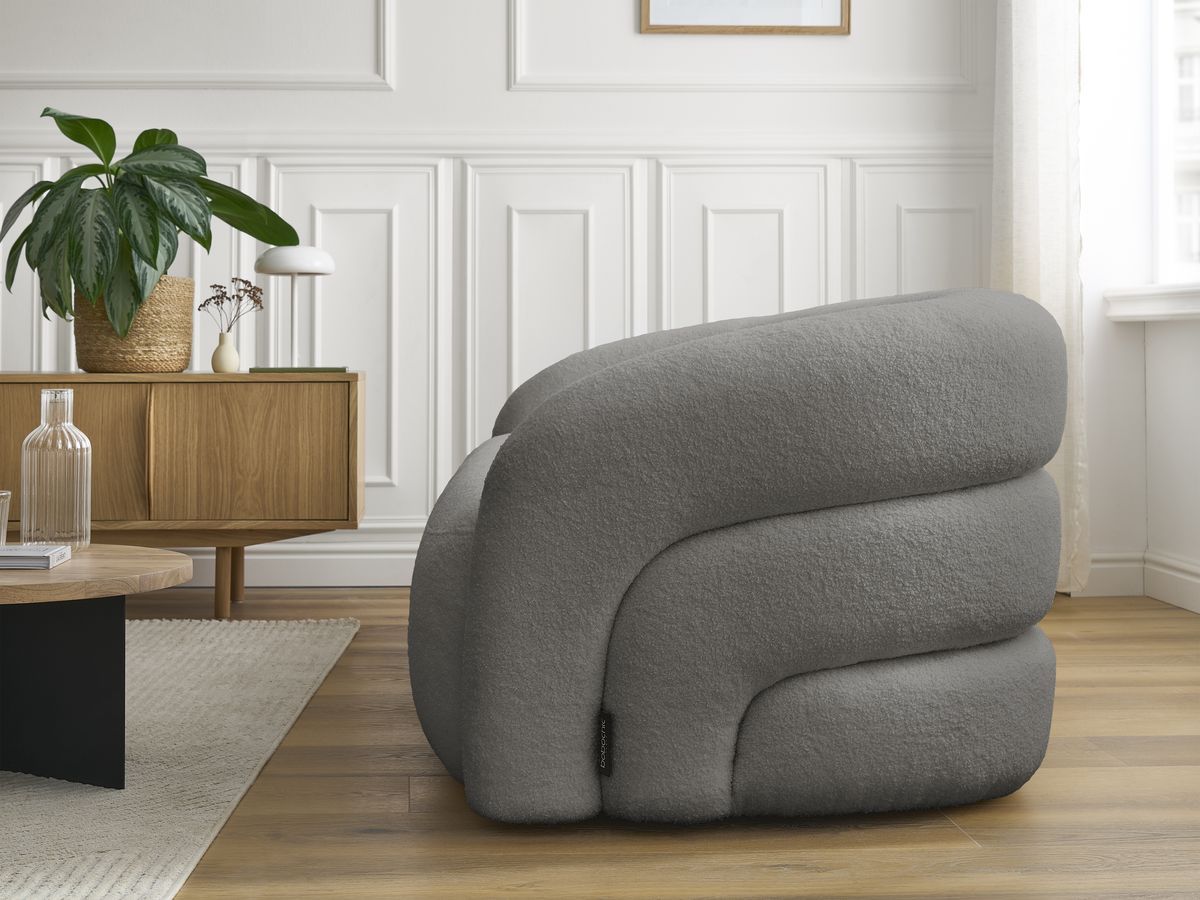 Bobochic Elina Sofa 3-Sitzer Bouclé-Stoff Dunkelgrau