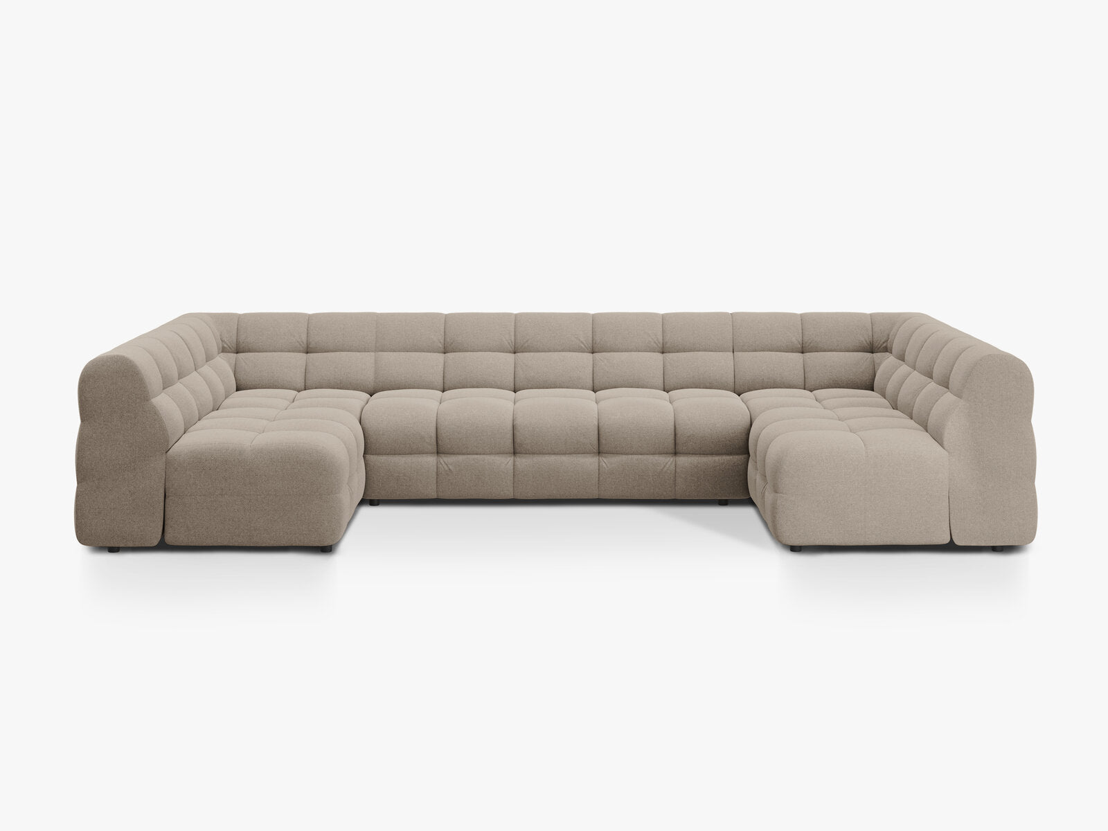 Micadoni Panorama-Sofa Kendal 7-Sitzer Strukturierter Stoff Dunkelbeige