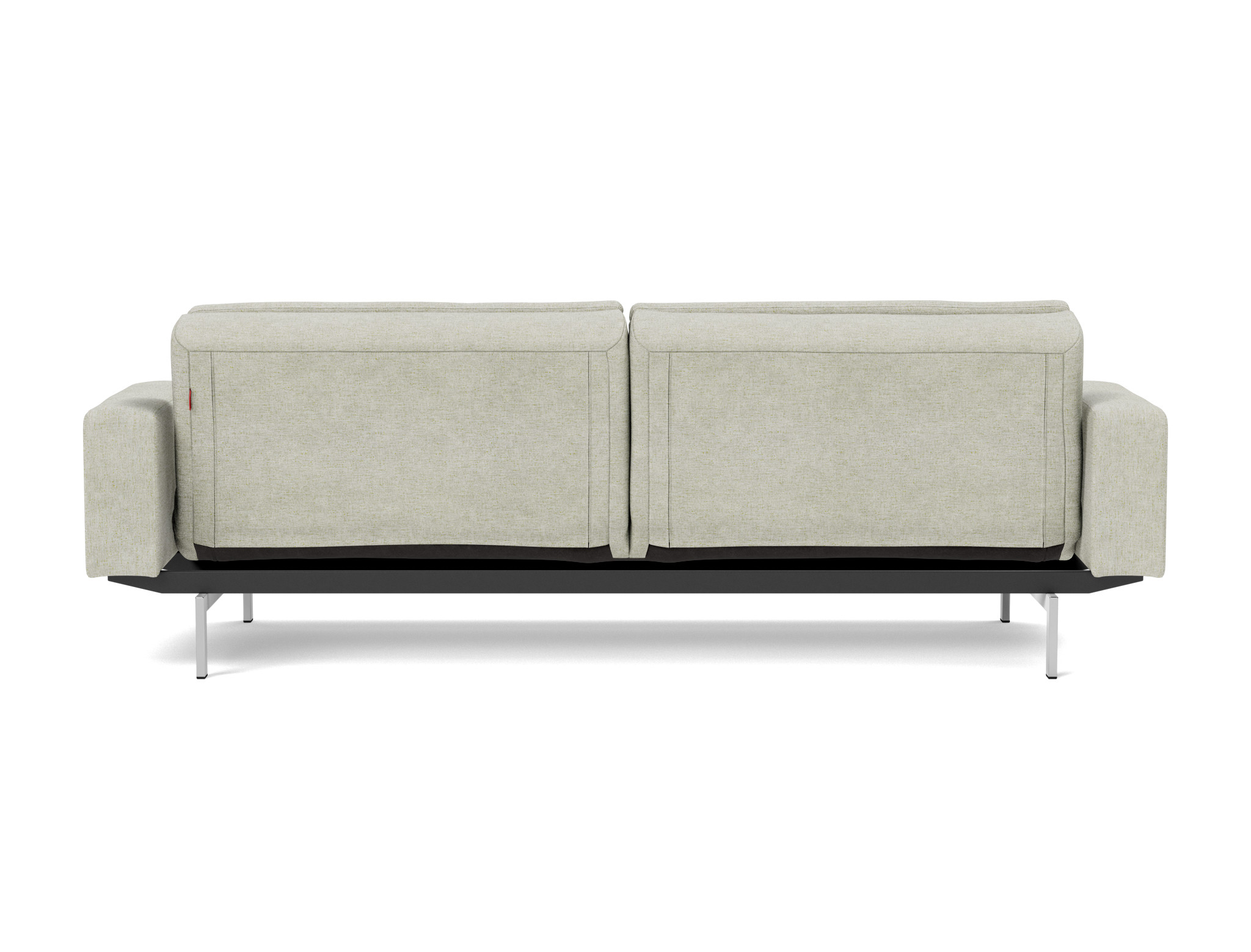 Schlafsofa Dublexo mit Armlehnen Flachgewebe Avella 280-Sand Beine Chrom