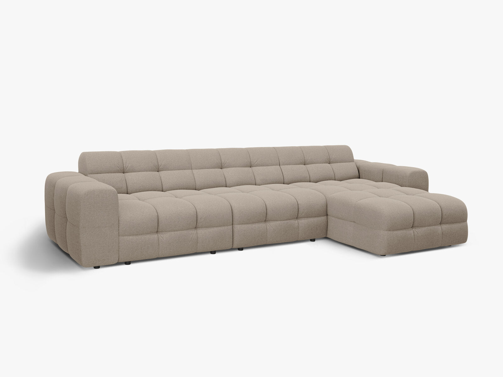 Micadoni Ecksofa Kendal 5-Sitzer Rechts Strukturierter Stoff Dunkelbeige