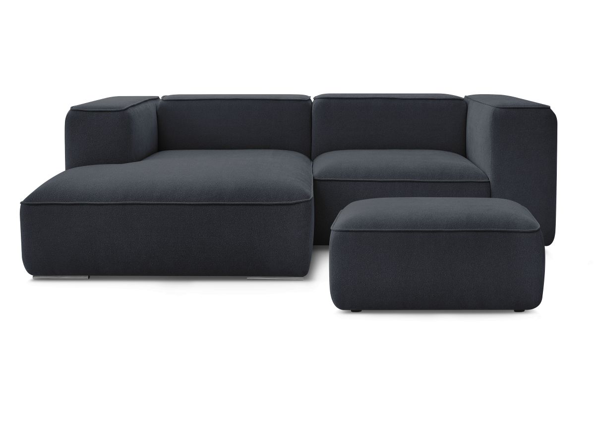 Bobochic Zephyr Ecksofa mit Pouf 260 × 165 cm Strukturstoff Dunkelblau Ecke links