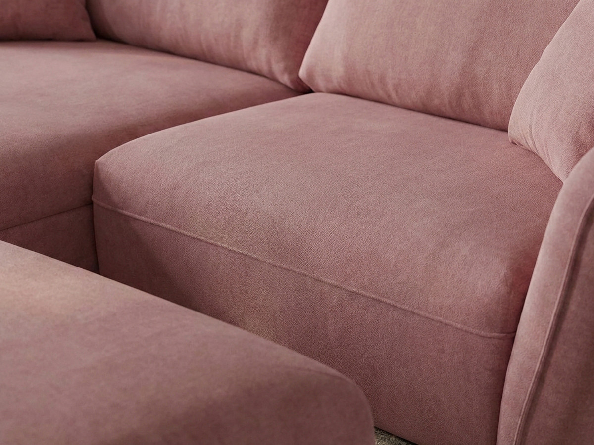 Bobochic Luigi Ecksofa mit Pouf Strukturstoff Rosa Ecke links