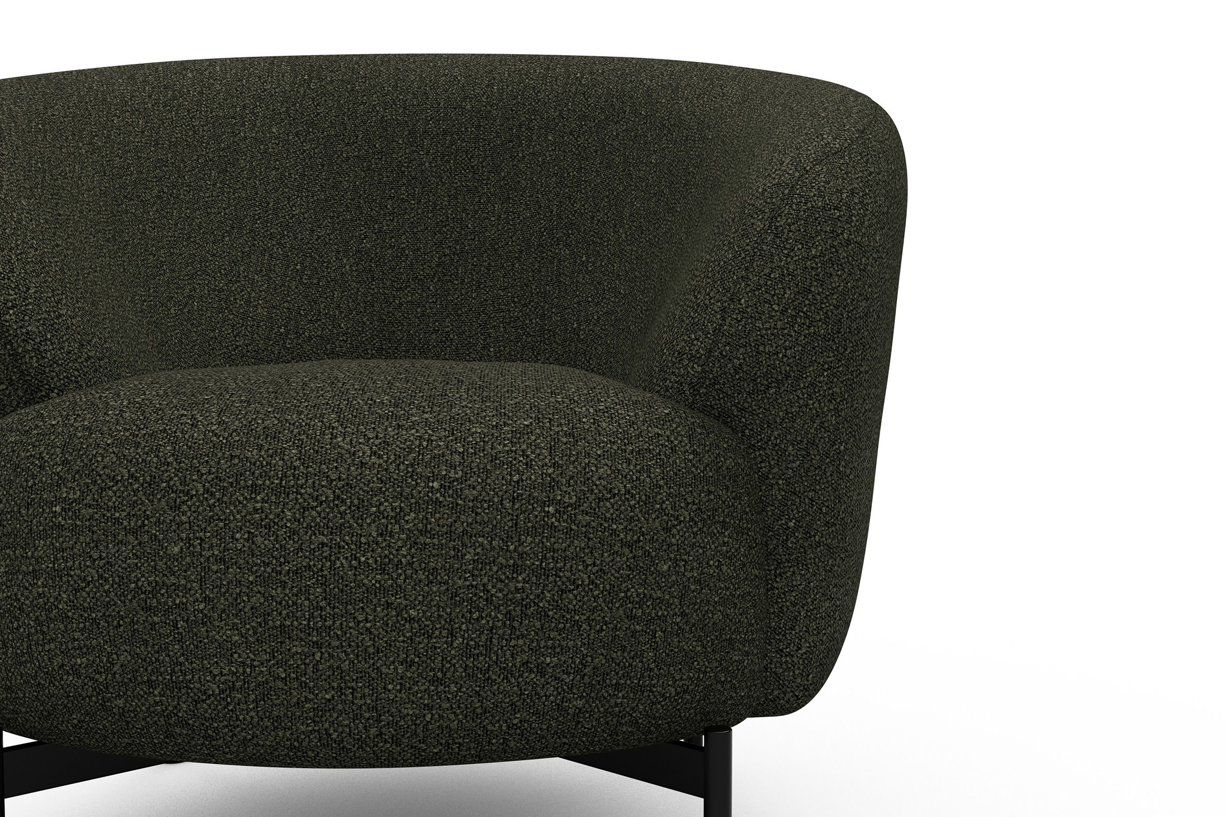 Sessel Ronda X-Metallgestell Schwarz Boucle-Forest-Green