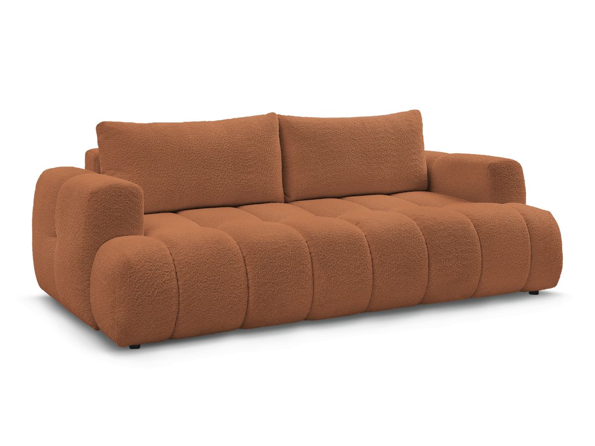 Bobochic Fuji Schlafsofa 3-Sitzer mit Bettkasten Bouclé-Stoff Orange
