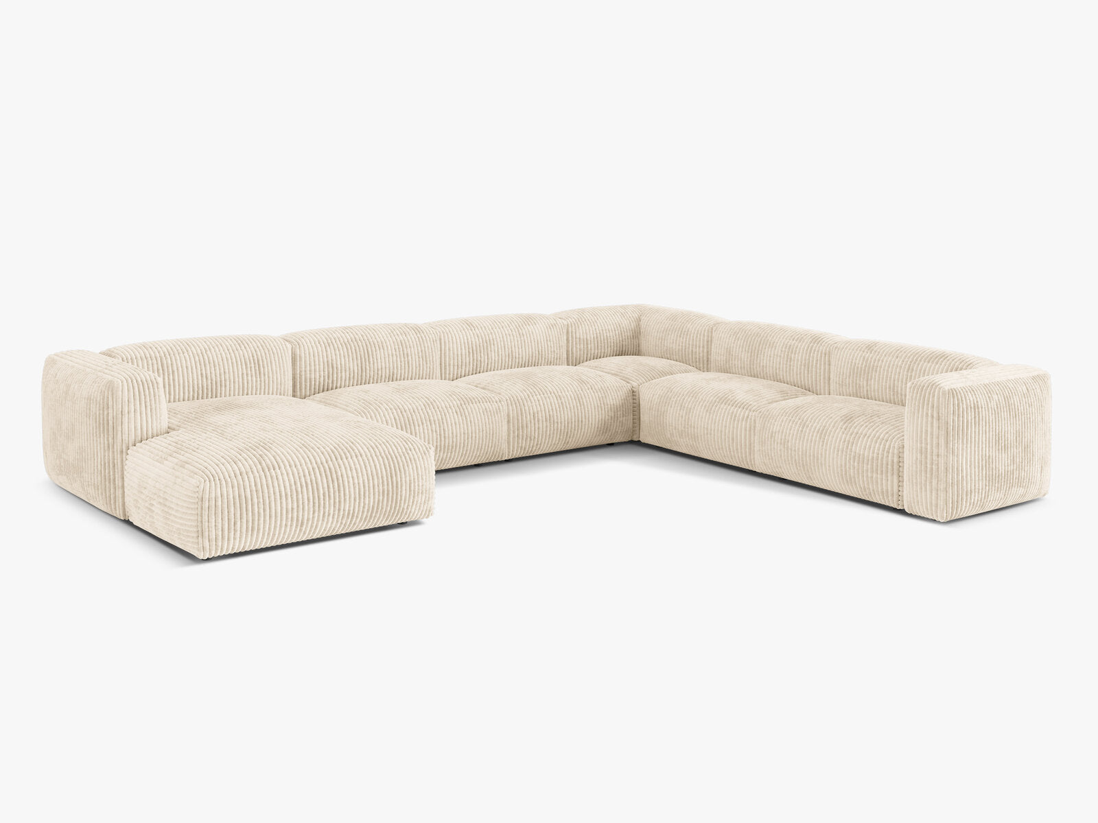 Micadoni modulares Ecksofa XL Martina 6-Sitzer Rechts Kord Tilia Helles Beige
