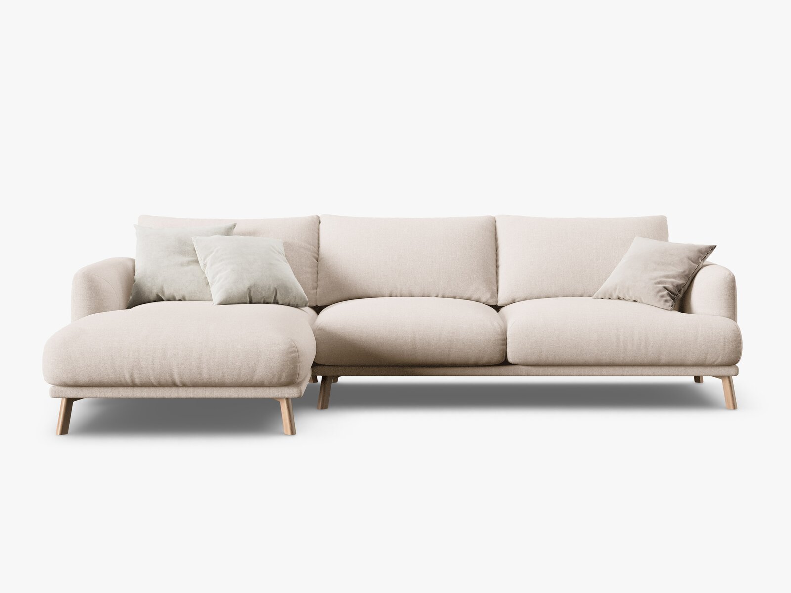 Micadoni Ecksofa Naomi 4-Sitzer Links Strukturierter Stoff Liberty Beige