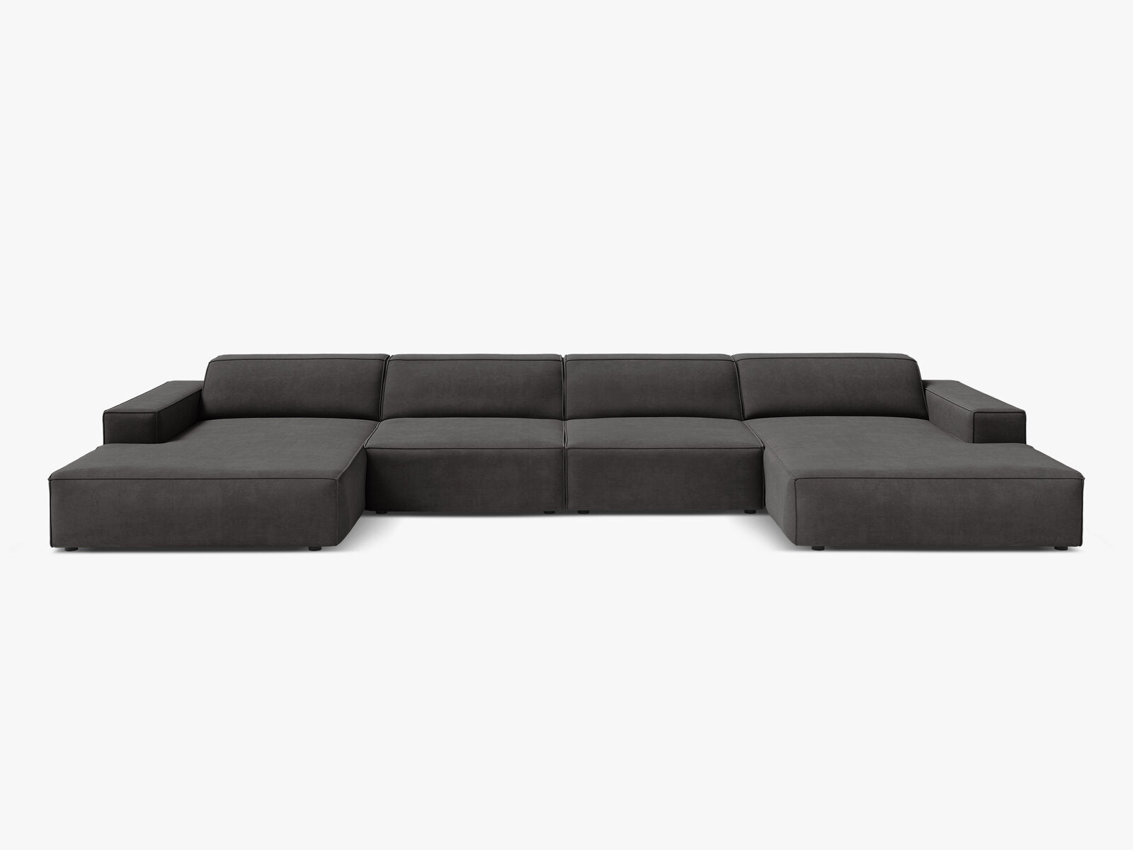 Micadoni Panorama-Sofa Jodie 6-Sitzer Samt Bluvel Grau