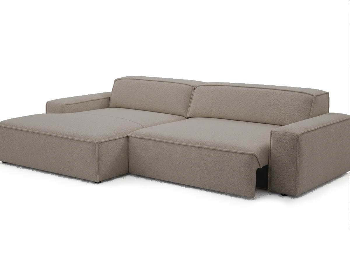 Bobochic Abel Ecksofa mit Schlaffunktion Melange-Stoff Taupe Ecke links