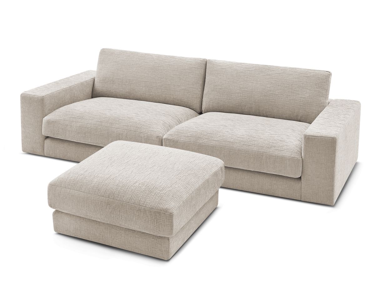 Bobochic Leonard Sofa 4-Sitzer mit Pouf 234 × 109 cm Strukturstoff Beige